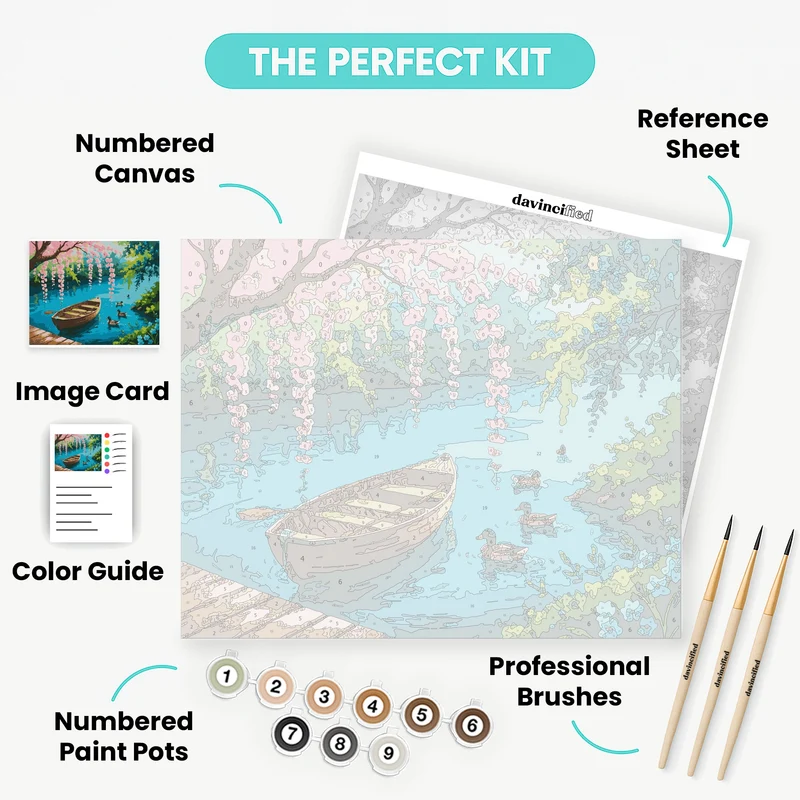 Spring Lake with Cherry Blossoms - Paint by Numbers Kit