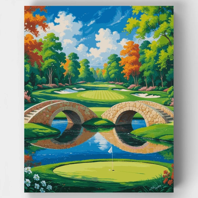 Scenic Golf Course Bridge - Paint by Numbers Kit