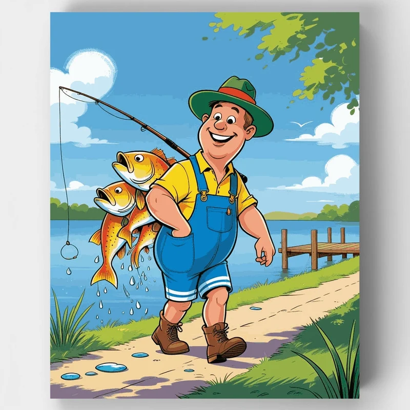 Lakeside Fishing Catch - Paint by Numbers Kit
