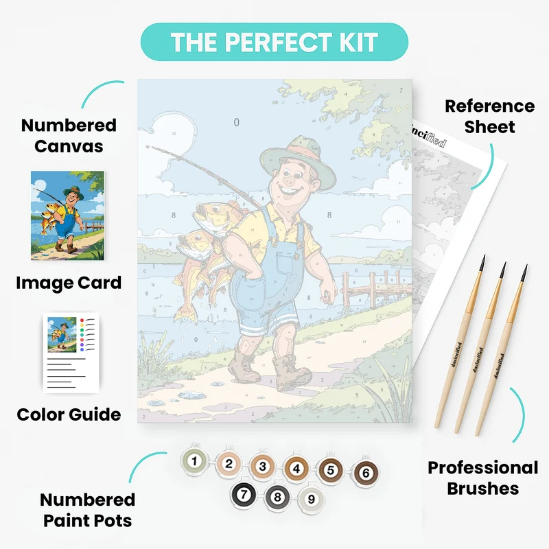 Lakeside Fishing Catch - Paint by Numbers Kit