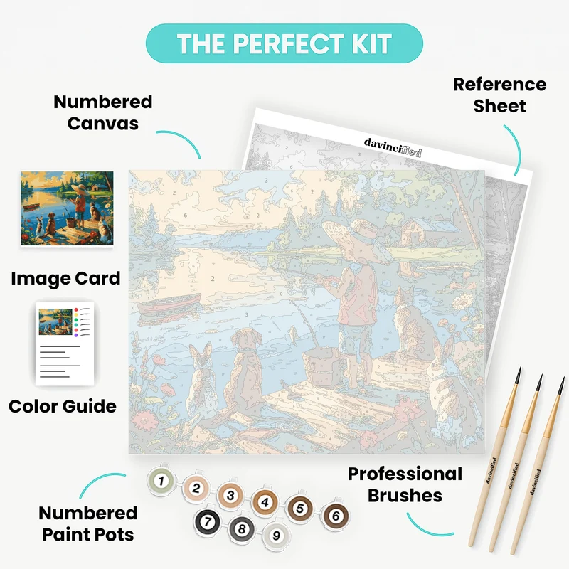 Fishing with Animal Friends - Paint by Numbers Kit