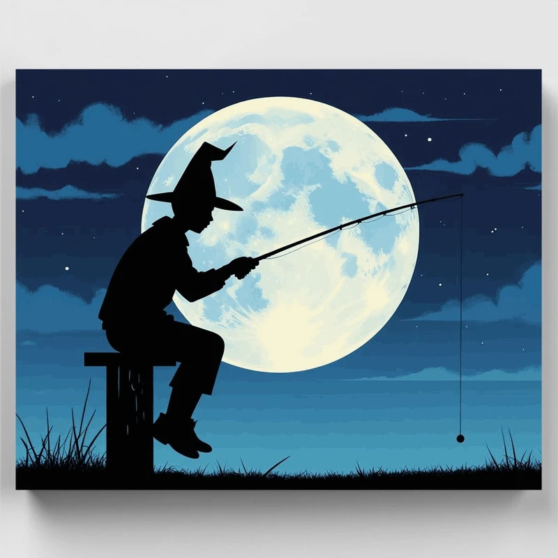 Moonlight Fishing Wizard - Paint by Numbers Kit