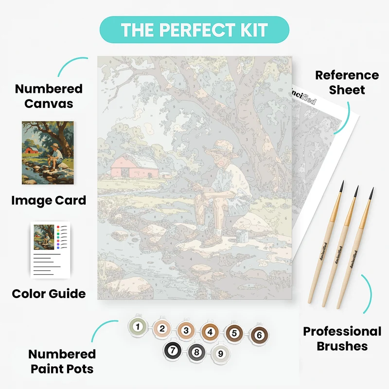 Fishing by the Red Barn - Paint by Numbers Kit