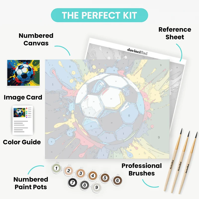 Vibrant Soccer Ball Splash - Paint by Numbers Kit