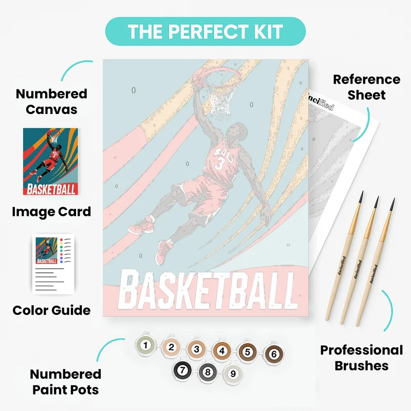 Basketball Player Dunking - Paint by Numbers Kit