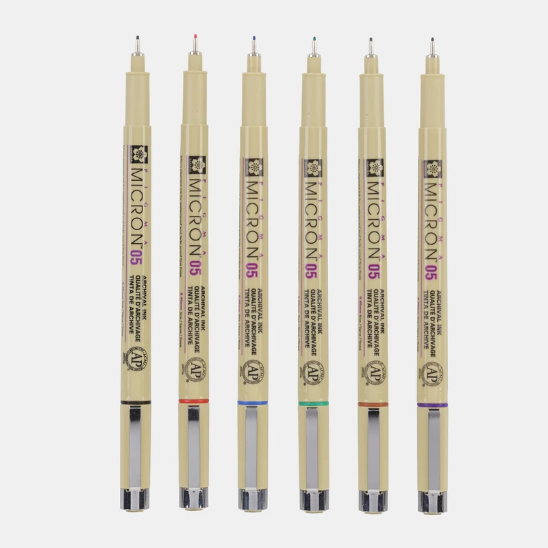 Sakura Pigma Micron 05 fineliner 0,45 mm – set od 6 boja