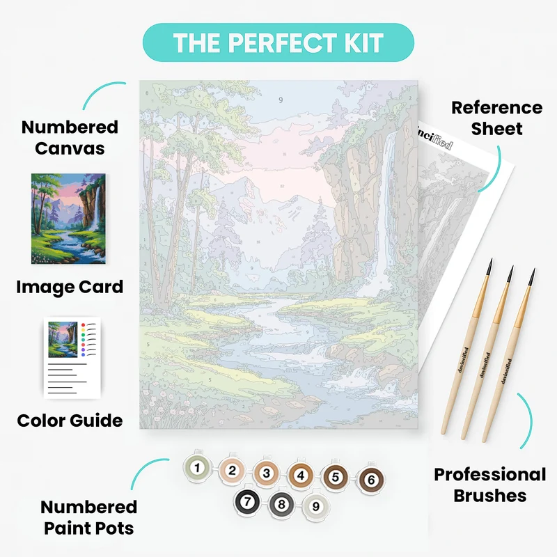 Mountain Waterfall Paradise - Paint by Numbers Kit