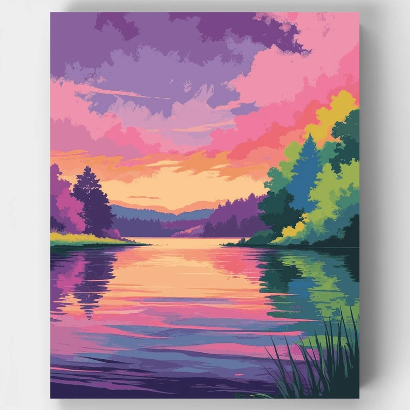 Vibrant Sunset Lake - Paint by Numbers Kit