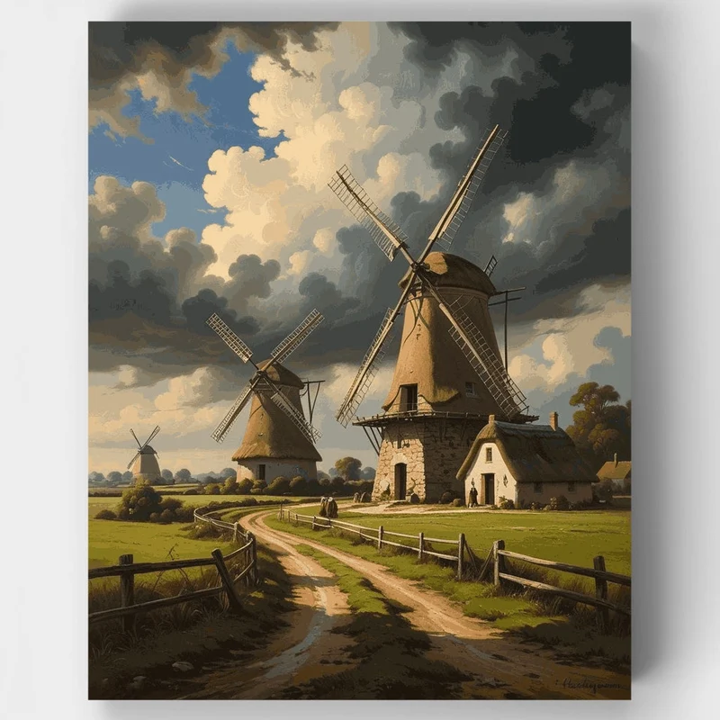 Dutch Windmills - Paint by Numbers Kit