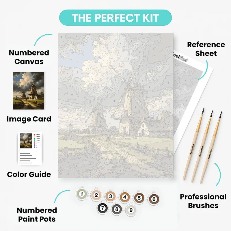 Dutch Windmills - Paint by Numbers Kit