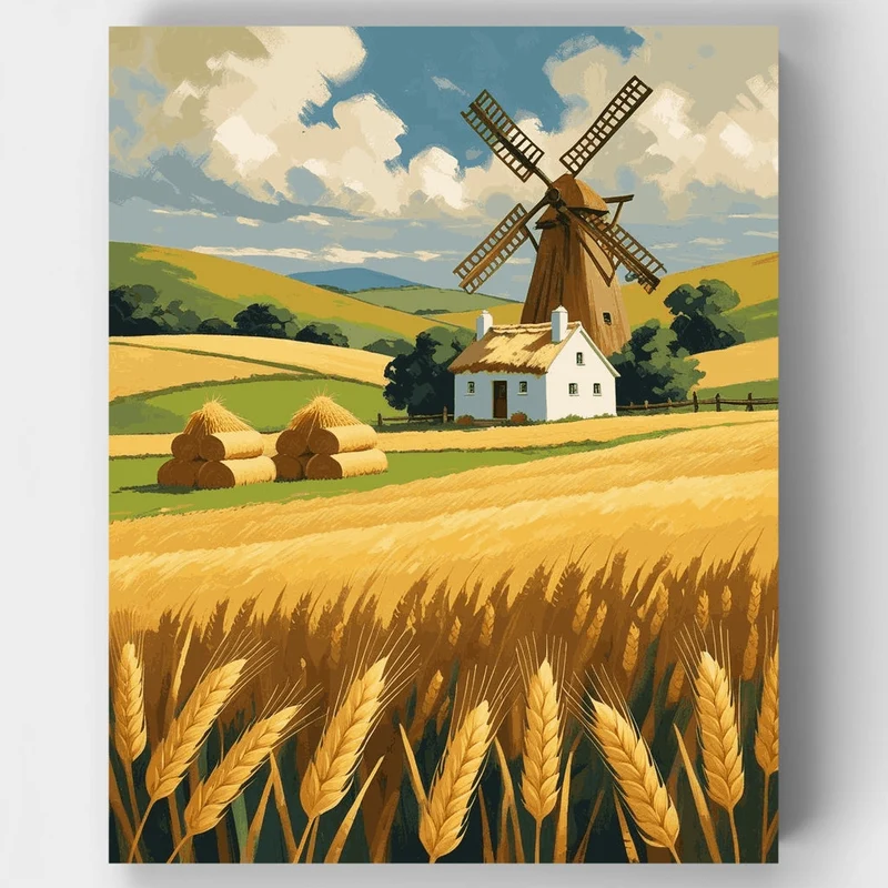 Countryside Windmill Harvest - Paint by Numbers Kit