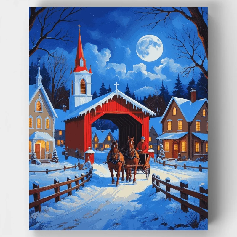 Winter Village Sleigh Ride - Paint by Numbers Kit