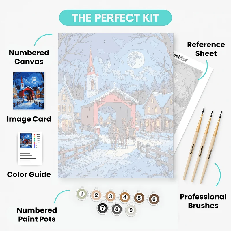 Winter Village Sleigh Ride - Paint by Numbers Kit
