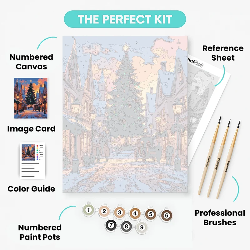Christmas Village Square - Paint by Numbers Kit