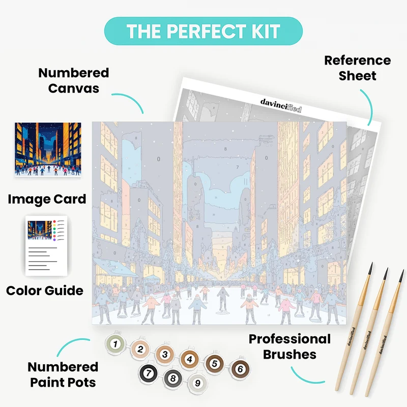 Winter Ice Skating in the City - Paint by Numbers Kit