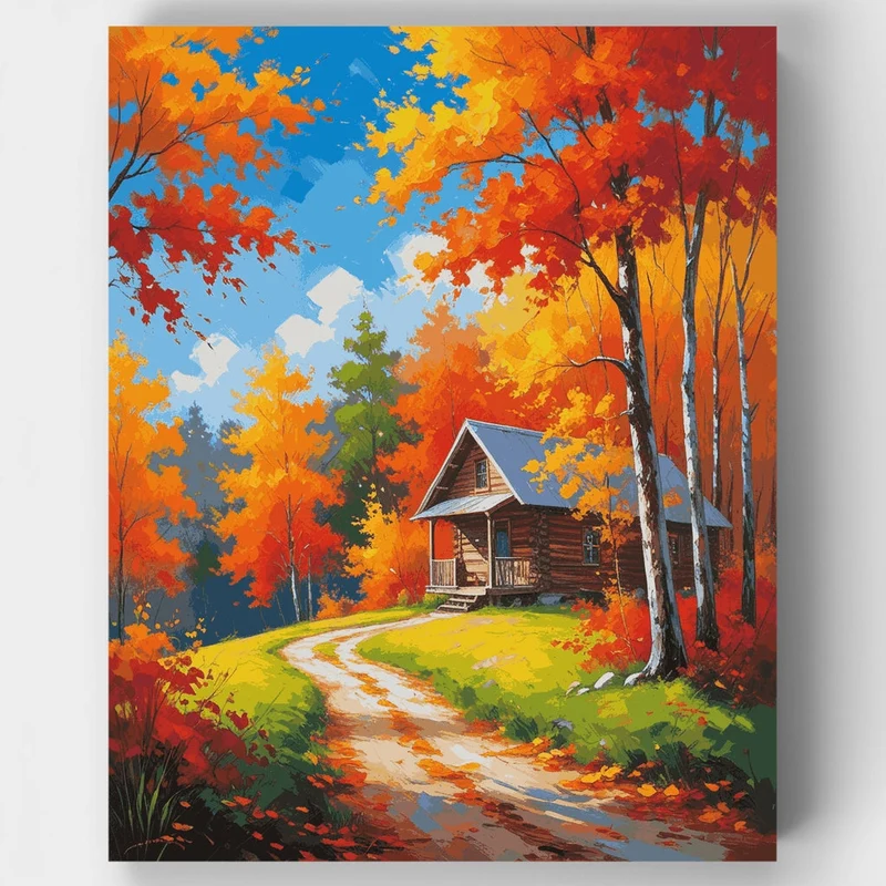 Autumn Cabin Retreat - Paint by Numbers Kit