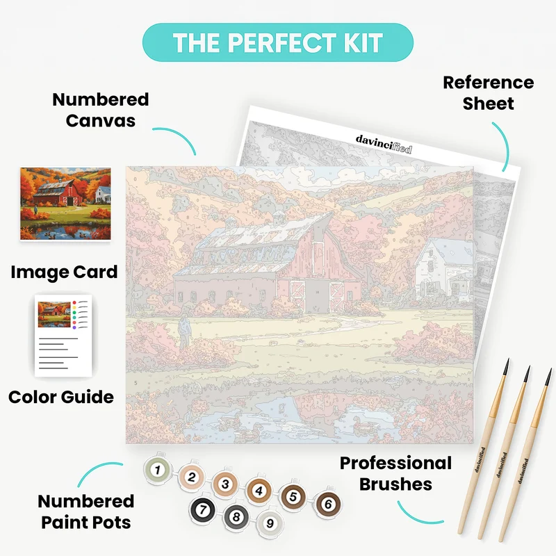 Autumn Barn Reflection - Paint by Numbers Kit