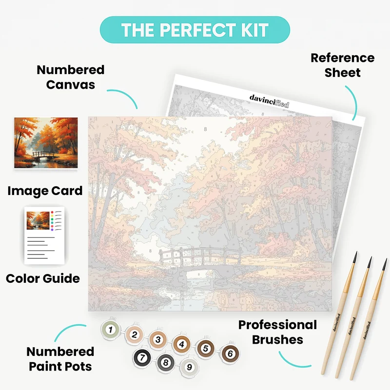 Autumn Forest Bridge - Paint by Numbers Kit