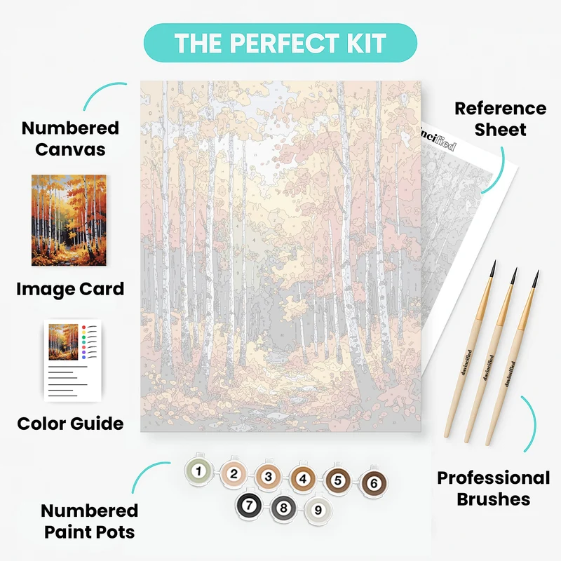 Autumn Birch Forest Path - Paint by Numbers Kit