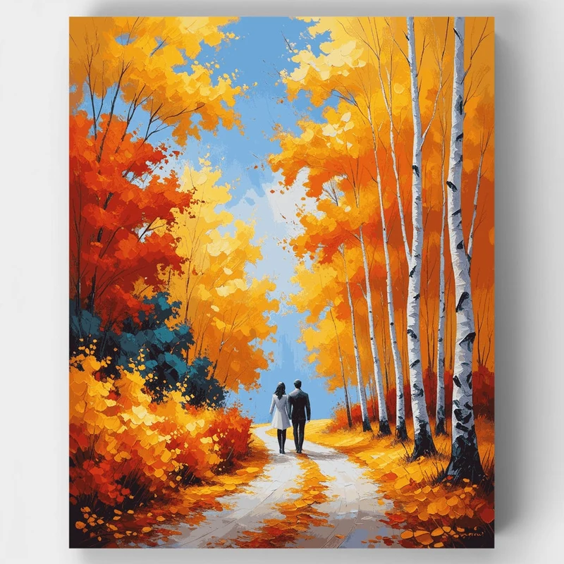 Autumn Birch Path - Paint by Numbers Kit