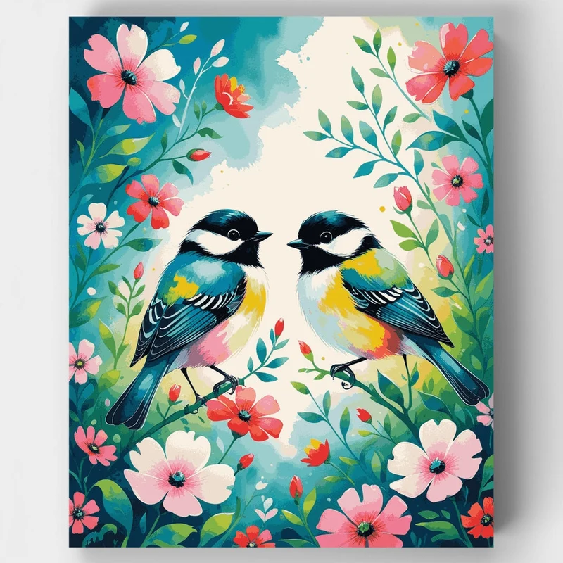 Spring Birds and Flowers - Paint by Numbers Kit