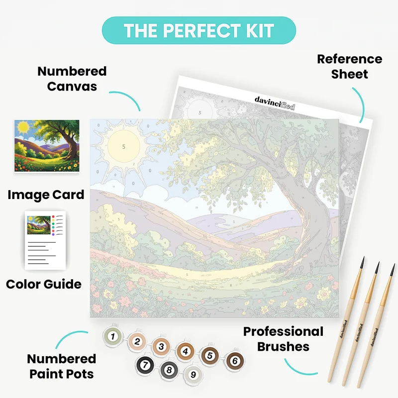 Spring Meadow Landscape - Paint by Numbers Kit