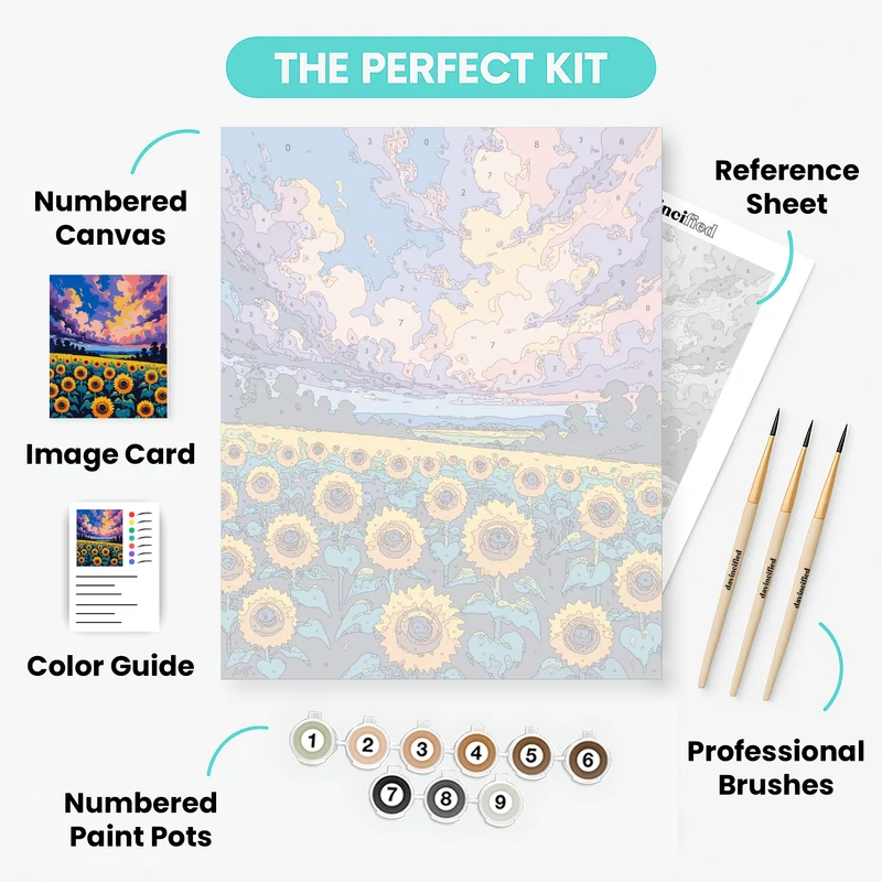 Sunflower Field Sunset - Paint by Numbers Kit