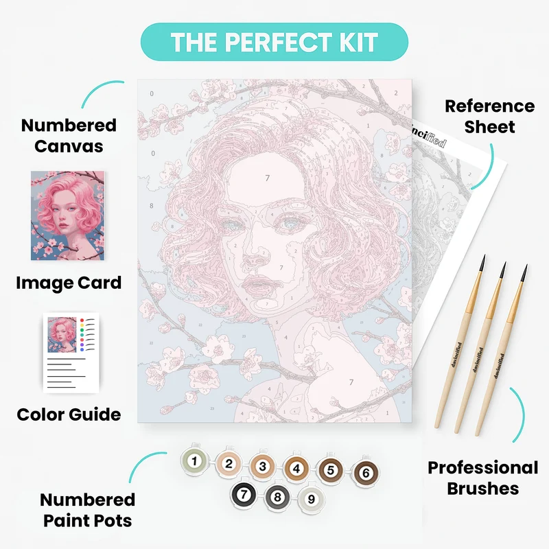 Cherry Blossom Portrait - Paint by Numbers Kit