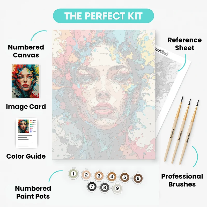 Colorful Splash Portrait - Paint by Numbers Kit