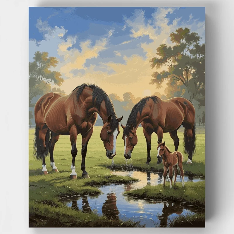 Horses by the Stream - Paint by Numbers Kit