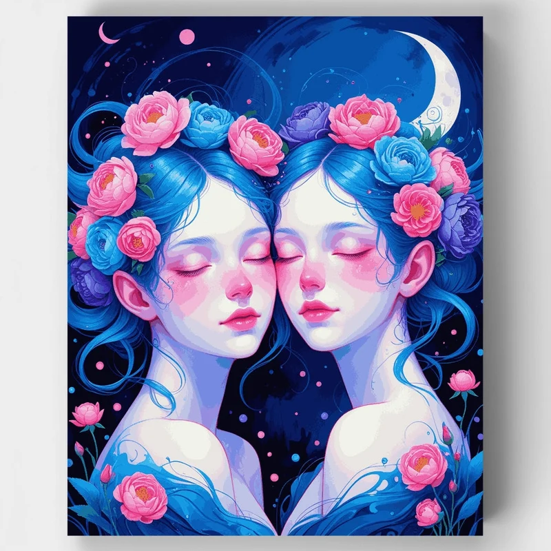Moonlit Flower Twins - Paint by Numbers Kit