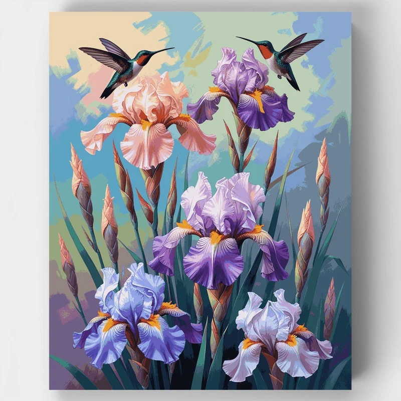 Hummingbirds & Iris Garden - Paint by Numbers Kit