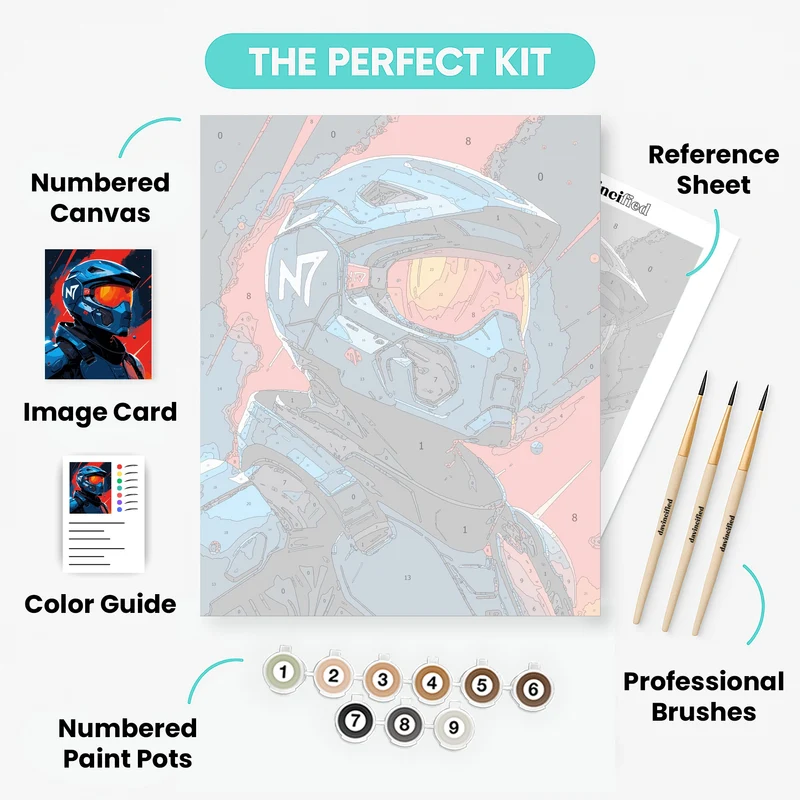 Futuristic Combat Helmet - Paint by Numbers Kit