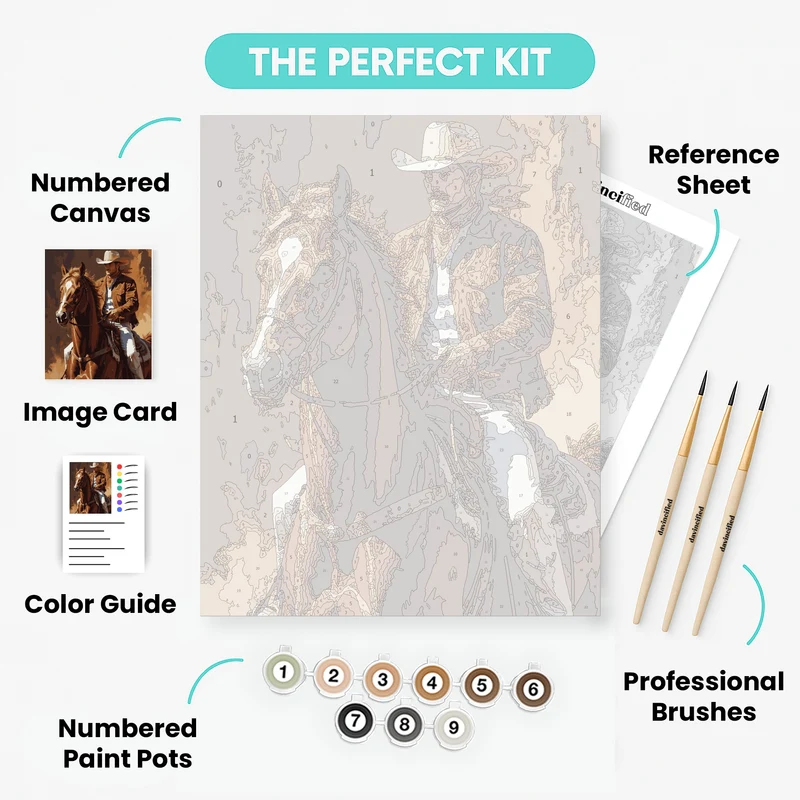 Western Cowboy and Horse - Paint by Numbers Kit