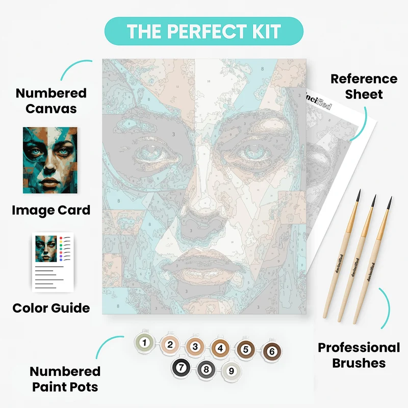 Turquoise Abstract Portrait - Paint by Numbers Kit