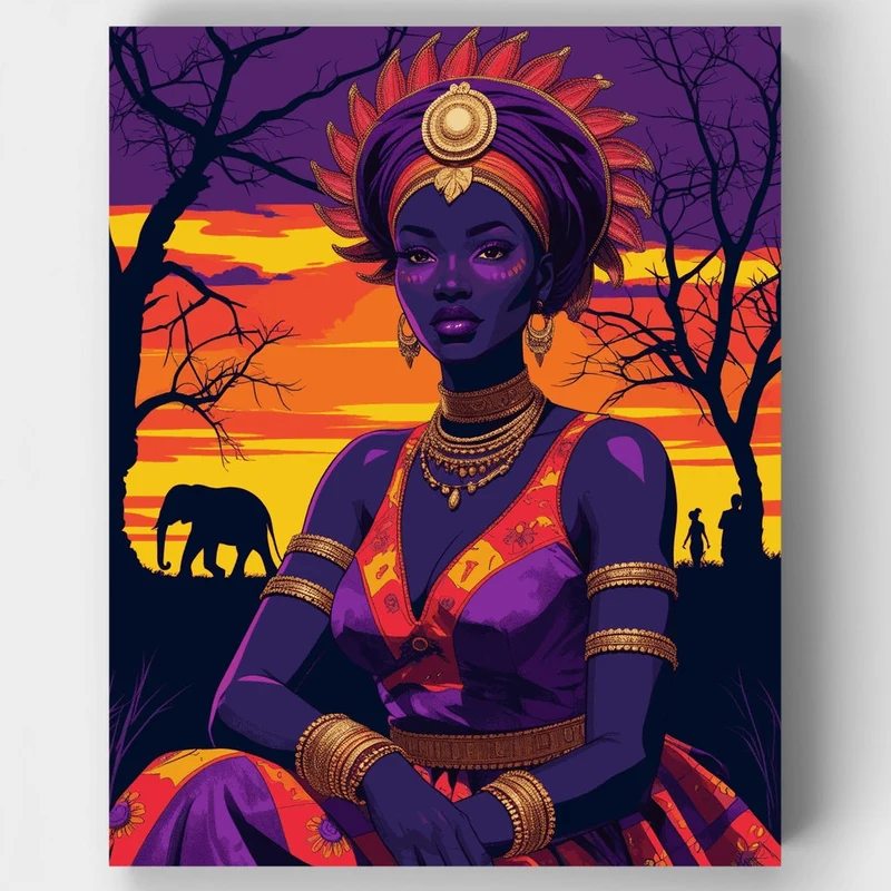 African Queen at Sunset - Paint by Numbers Kit