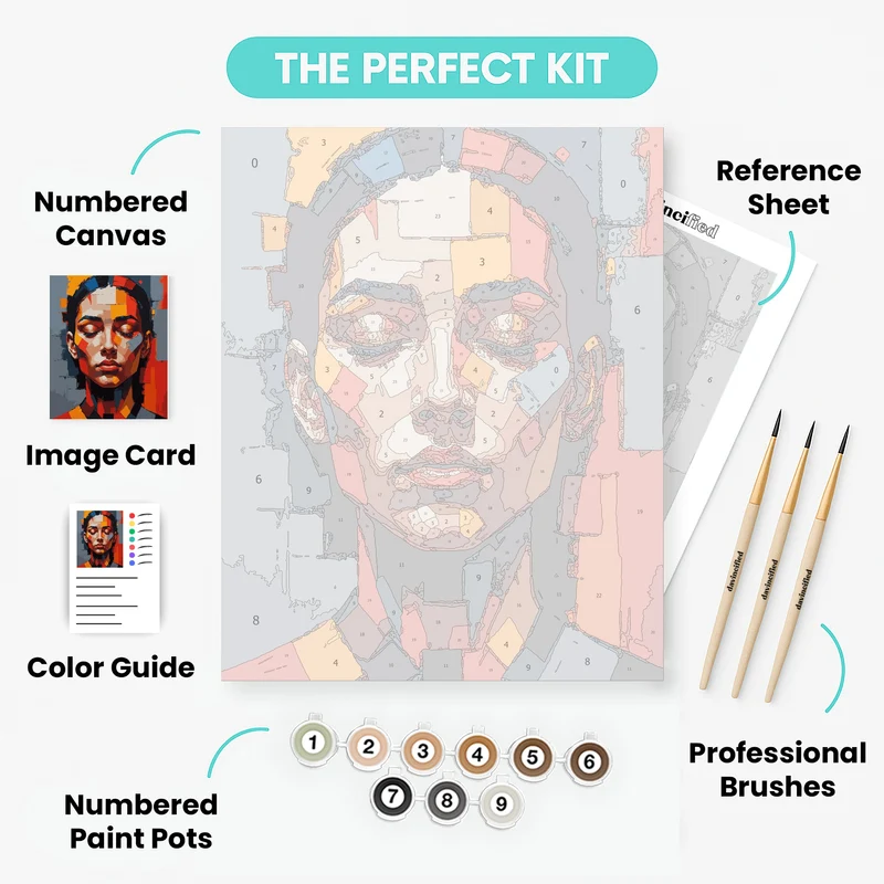 Cubist Portrait in Warm Tones - Paint by Numbers Kit