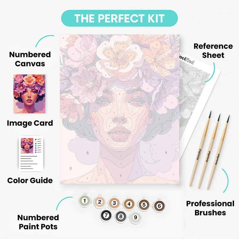Vibrant Floral Headdress - Paint by Numbers Kit