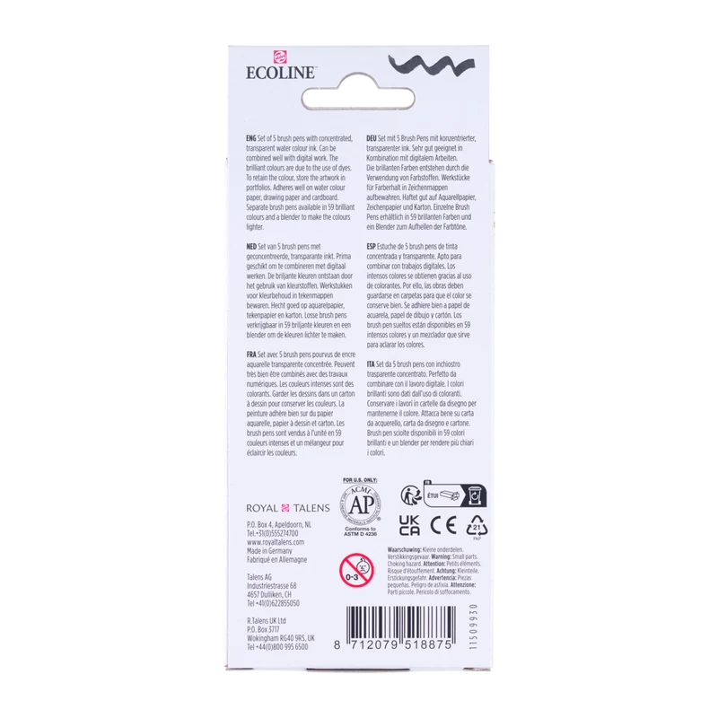 ROYAL TALENS Ecoline Aquarell-Pinselstift-Set PRIMARY / 5-teilig
