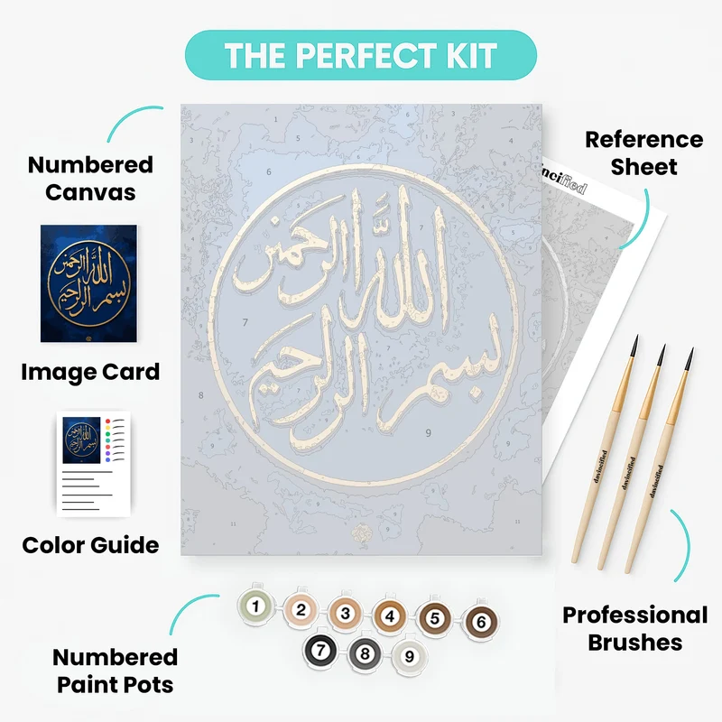 Islamic Calligraphy in Gold - Paint by Numbers Kit