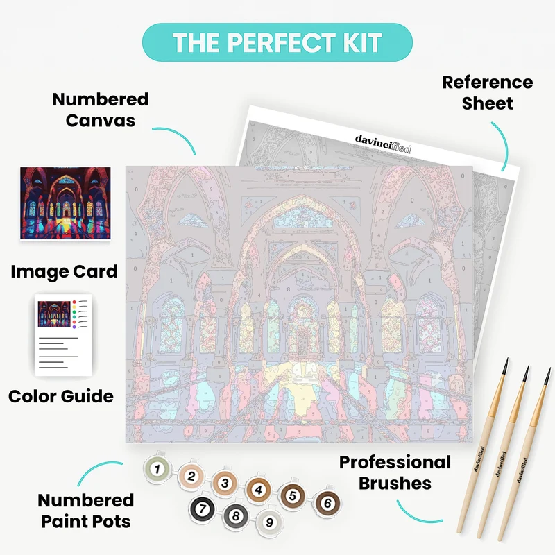 Vibrant Islamic Mosque Interior - Paint by Numbers Kit