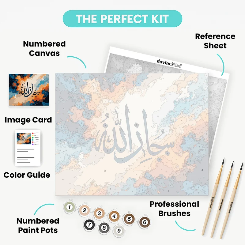 Arabic Calligraphy on Vibrant Abstract Background - Paint by Numbers Kit
