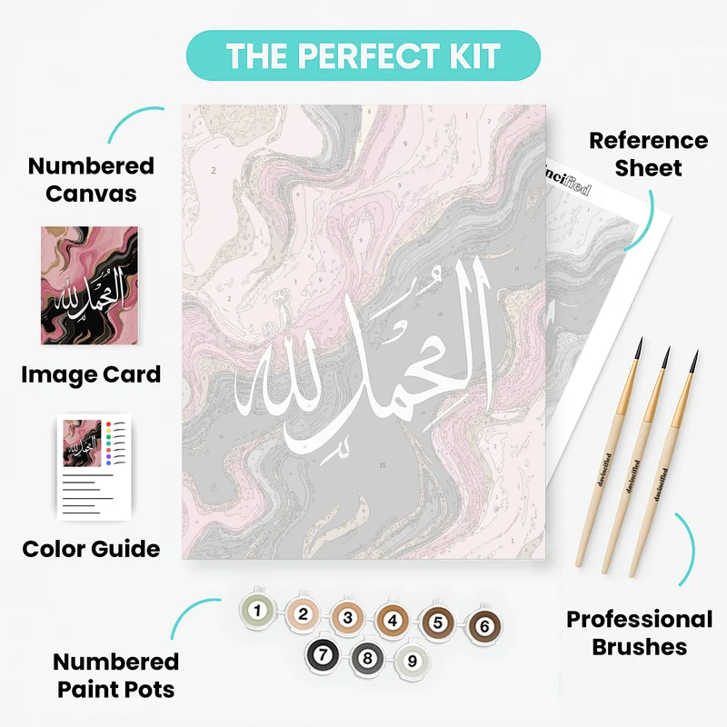 Arabic Calligraphy in Pink and Gold - Paint by Numbers Kit