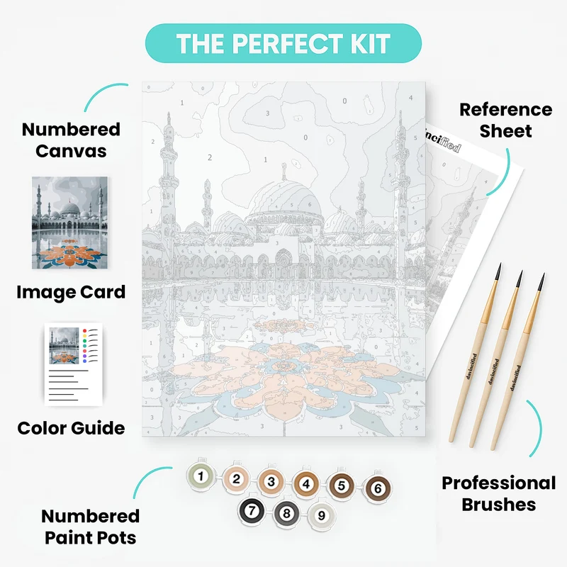 Sheikh Zayed Mosque Reflection - Paint by Numbers Kit