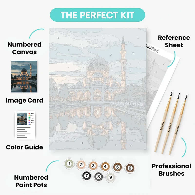 Majestic Mosque at Dusk - Paint by Numbers Kit