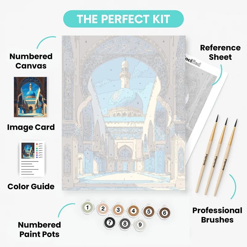 Islamic Mosque with Blue Dome - Paint by Numbers Kit