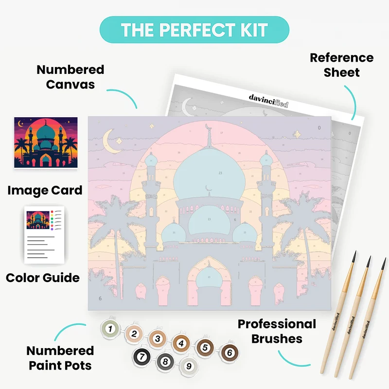 Islamic Mosque at Sunset - Paint by Numbers Kit
