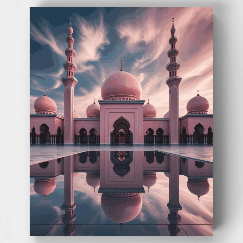 Pink Mosque at Sunset - Paint by Numbers Kit