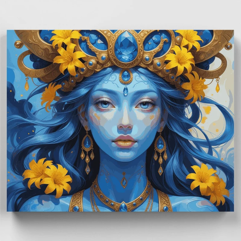 Blue Deity with Golden Crown - Paint by Numbers Kit
