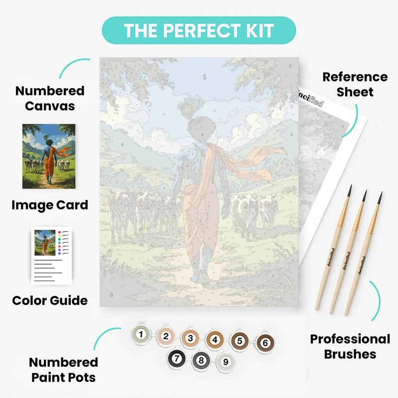 Krishna with Cows - Paint by Numbers Kit
